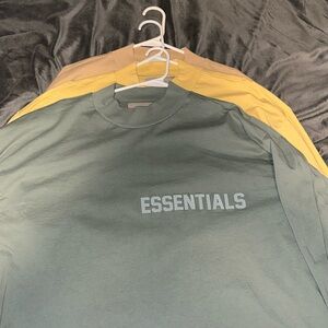 Fear of God Essentials Long Sleeve Tee Shirts (Teal, Yellow, Beige)